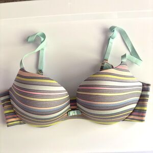 Victoria's Secret Rainbow Sherbet Lined Demi/Demi Buste Double Underwire 34C #BD